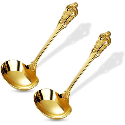 Premium 18/10 Stainless Steel Gravy Ladle With Mirror Finish - Antique Design Soup And Sauce Ladle - Dishwasher Safe And Durable Serving Utensil