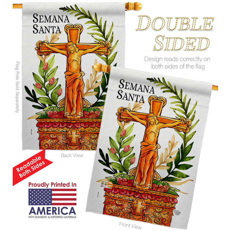 Drapeau de maison en polyester Semana Santa, H 40 po x l 28 po