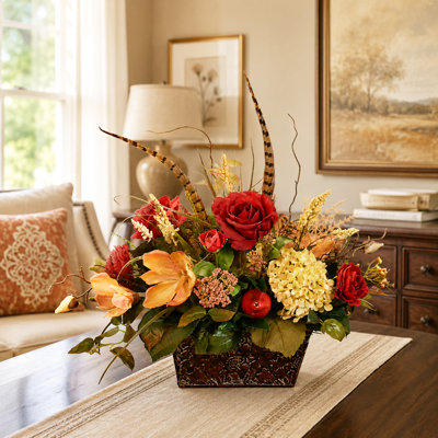 Faux Silk Arrangement in Planter