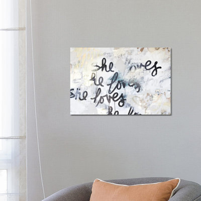 Gold Love Scribble - Wrapped Canvas Print