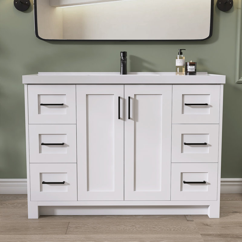 Meuble-lavabo autoportant 48 po Rosaleta, Blanc