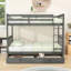 Lit simple superposé simple avec tiroirs de rangement et échelle-629192533