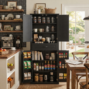 72" Tall Bathroom Storage Cabinet With Door Racks, Freestanding Linen Tower With Drawer & Adjustable Shelves