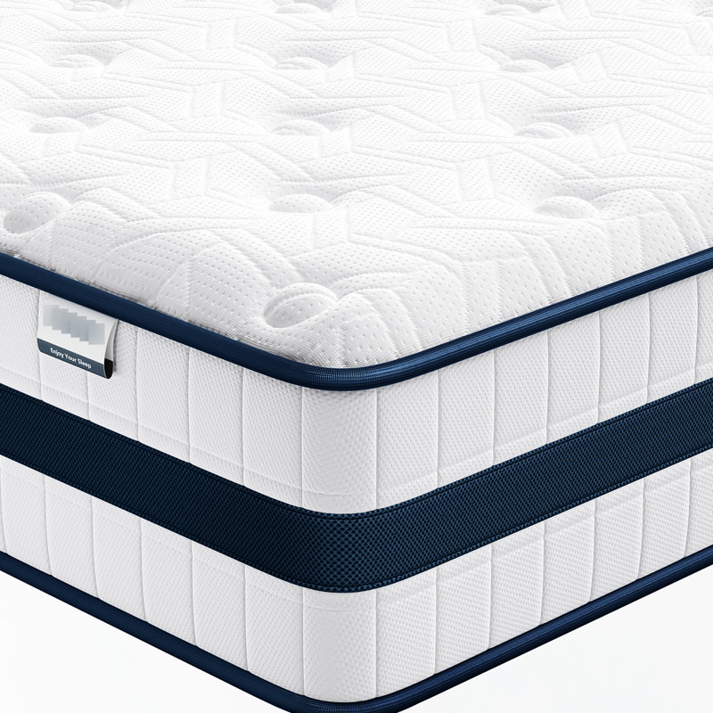 Très grand matelas de 12 pouces dans une boîte - Isolation de mouvement, confort à deux couches, soutien pour la mousse à mémoire de forme rafraîchissante pour personnes âgées, ressorts ensachés individuellement, confort simple