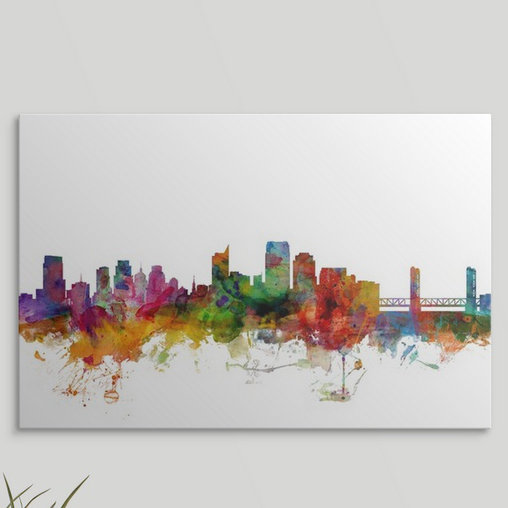 «Sacramento California Skyline» par Francy, impression, H 24 po x l 36 po x P 1,5 po, Toile