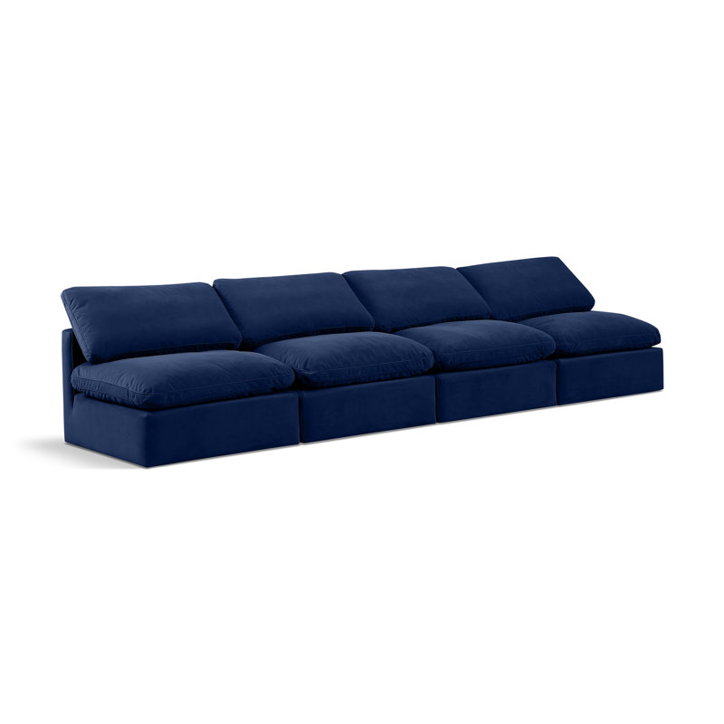 Canapé rembourré 140 po Itala, Velours bleu marine