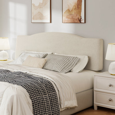 Upholstered Linen Headboard with Adjustable Height, Ergonomic Wedge Backrest for 6"-15" Mattress, No Assembly Required - King, Beige