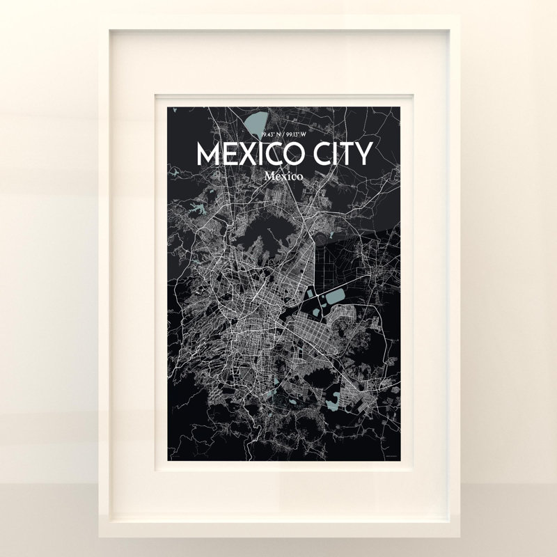 Mexico City Map In Midnight - No Frame Print, 27.6cm H x 19.7cm W x 0.05cm D
