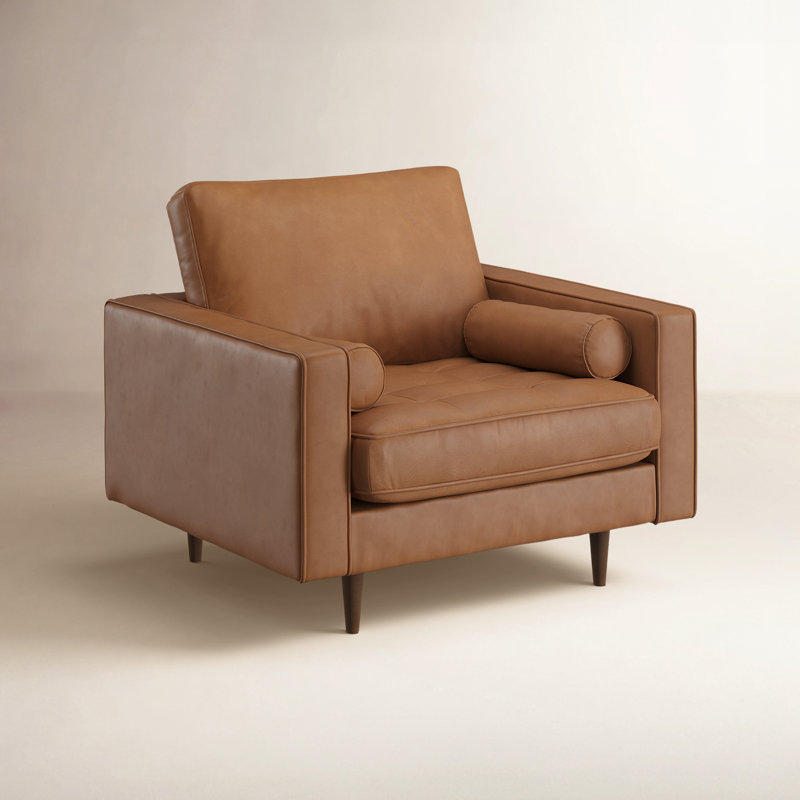 Fauteuil Geo, Cuir végétal brun clair