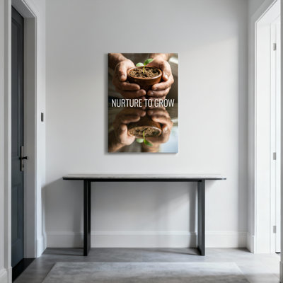 «Nurture To Grow Hands Hand Plant Seedling», reproduction d'art sur toile tendue sur toile, ensemble de 1