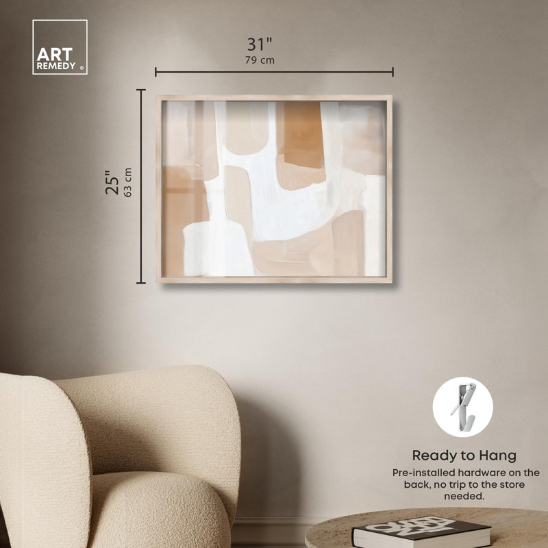 «Two Compositions I Boho Decor Shadowbox» par Art Remedy, H 25 po x l 31 po, Crème