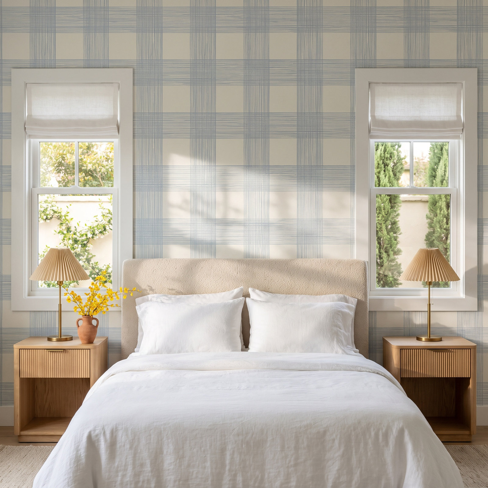 Loy Modern Plaid Wallpaper, Light Blue