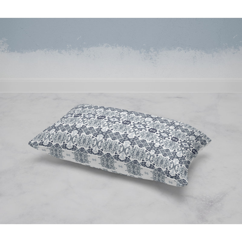 Taj Garden Columns  Rectangular Throw Pillow, White/Grey