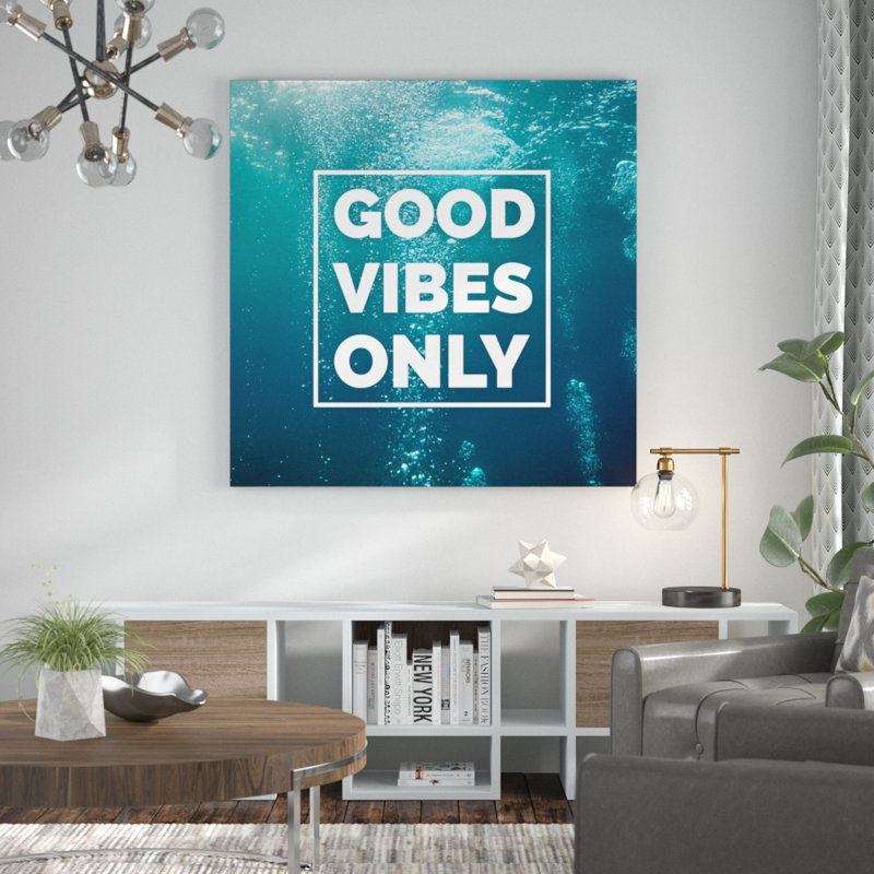 Reproduction d’art textuel sur toile « good vibes only XI », H 32 po x l 32 po x P 1,5 po