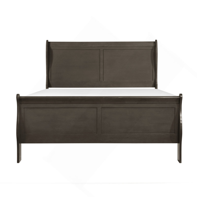 Mobilier de chambre à coucher de style Louis Philippe en bois 1pc, Lit double, Gris