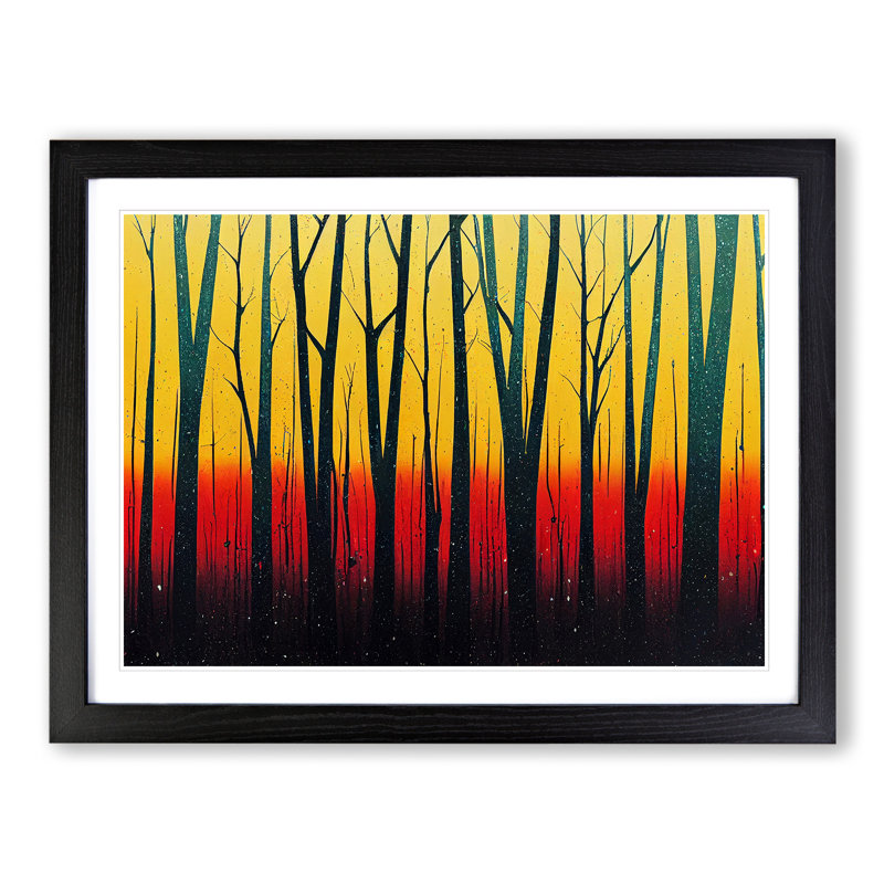 Splashed Forest Vol.3 Abstract - Single Picture Frame Painting, 46cm H x 64cm W x 2cm D, Black Framed