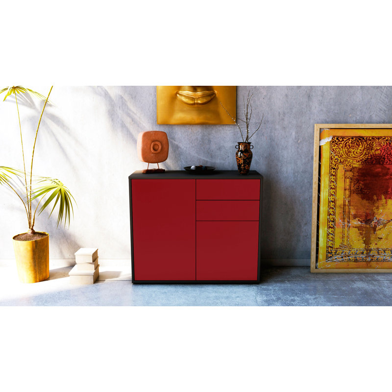 Princeton 92cm Sideboard, Anthracite/Red