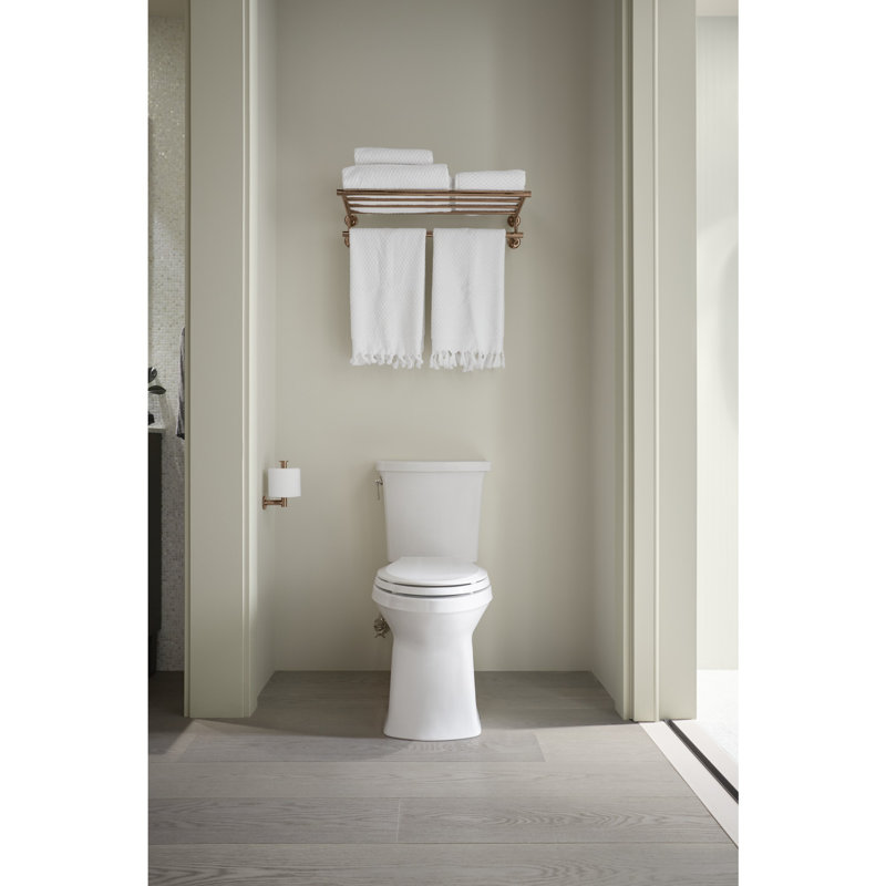 Corbelle™ 1.28 GPF Water Efficient Elongated Two-Piece toilet (Seat Not Included), White, Left-Hand