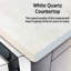84 po L x P 22 po Meuble-lavabo blanc avec comptoir Scratch - comptoir en quartz et robinet - rangement à fermeture en douceur pour les fournitures de salle de bain-160088070