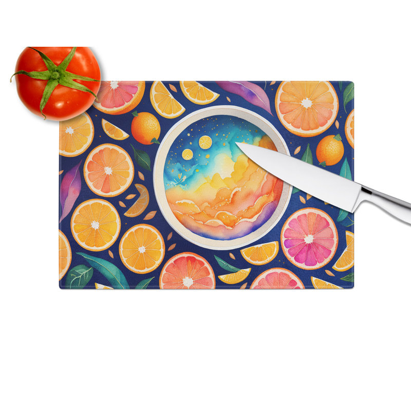 Colourful Oranges Glass Cutting Board Large