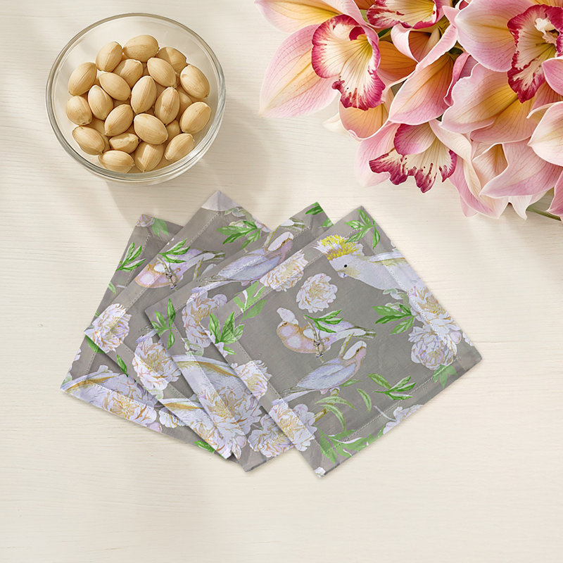 Peony Inspira Cotton Sateen Cocktail Napkins, Breakers