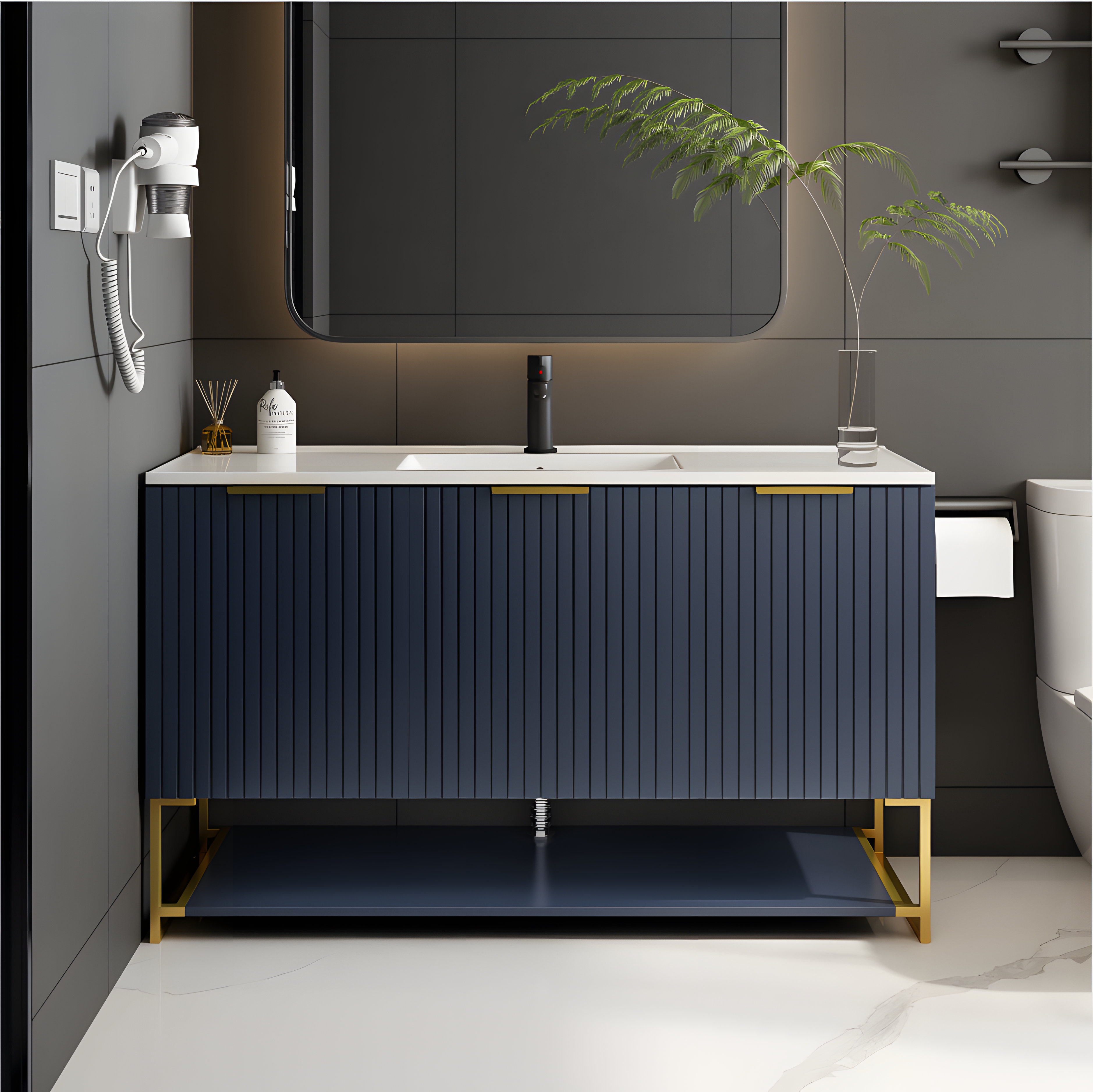 Mercer41 Obey 48.03'' Modern Luxurious Bathroom Vanity with Ceramic Top ...