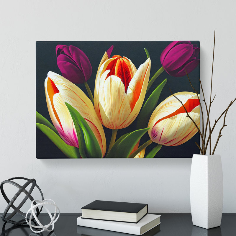 Favourable Tulip Flowers - Wrapped Canvas, 35cm H x 50cm W x 3cm D