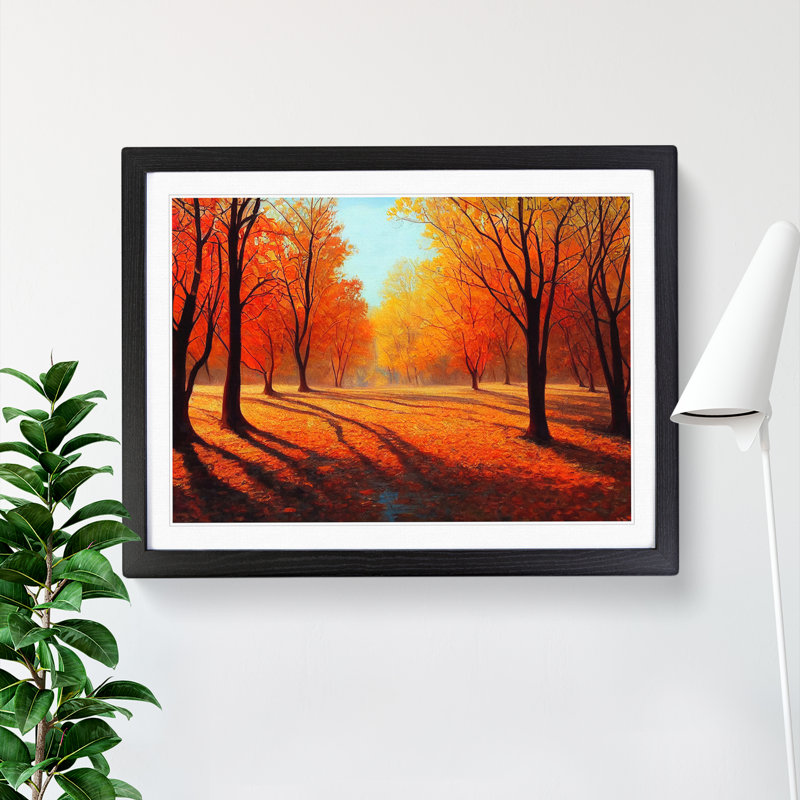 Autumn Forest Painting Vol.1 - Single Picture Frame Print, Black, 46cm H x 64cm W