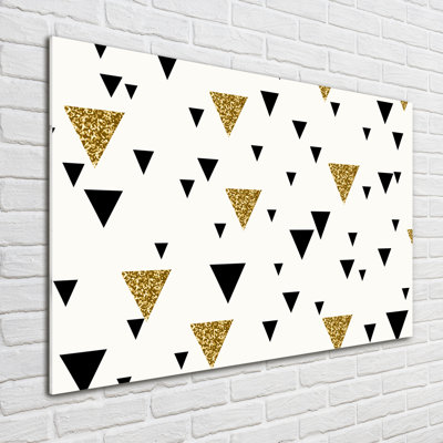 Glass Print Wall Art 100X70cm Image Printed On Glass Decorative Wall Picture Behind Toughened / Tempered Safety Real Glass For Kitchen & Living Room Theme:Triangles Background