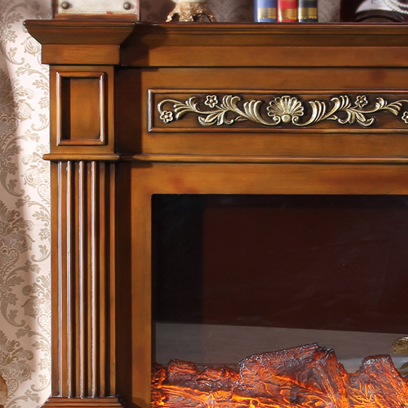 Walnut Solid Wood Electric Fireplace
