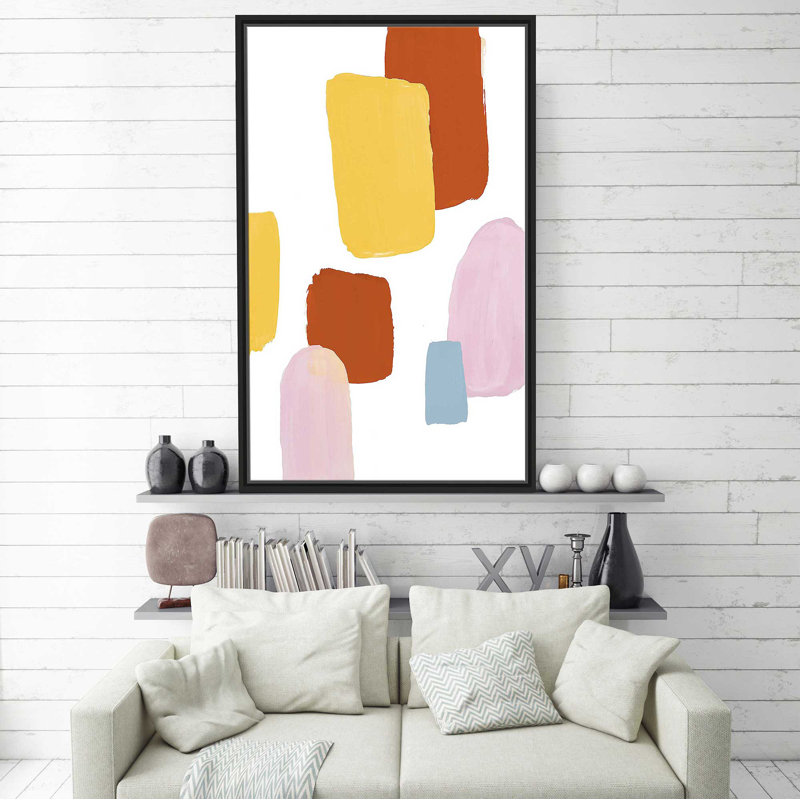 Floating Shapes II par Lanie Loreth - Peinture, H 33,5 po x l 21,5 po x P 2 po, Cadre flottant noir