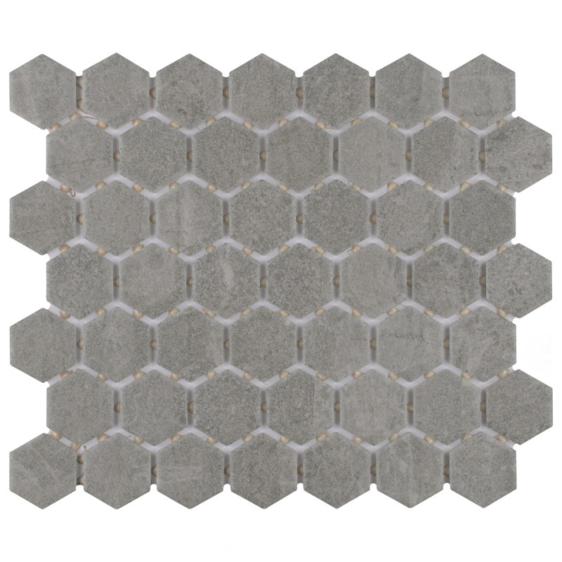 Liverpool Series 1" x 1" Ceramic Honeycomb Mosaic Wall & Floor Tile, Light Gray