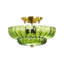 Mid-Century Scalloped Ribbed Glass Semi-Flush Ceiling Light