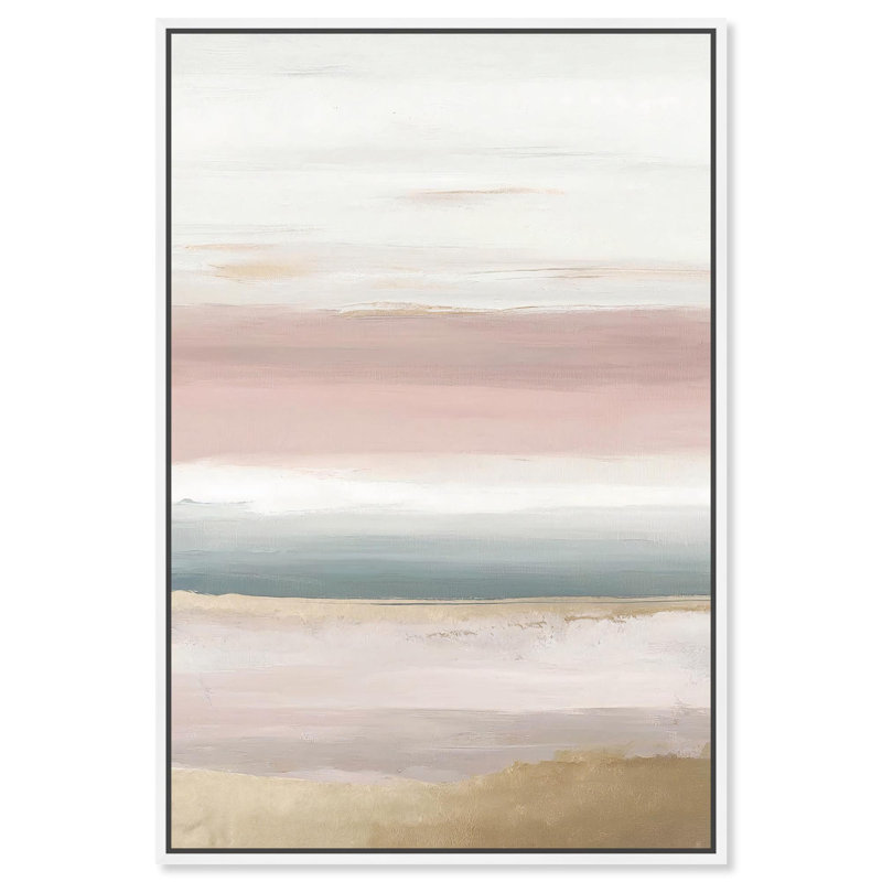 "Serenity in Stripes II", art boho abstrait par Art Remedy, H 16 po x l 11 po, Cadre blanc