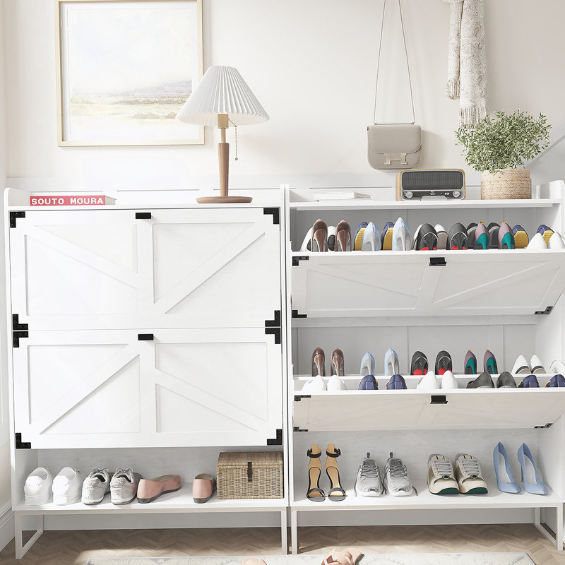 Shoe Cabinet With 2 Flip Drawers,Shoe Storage Cabinet For Entryway