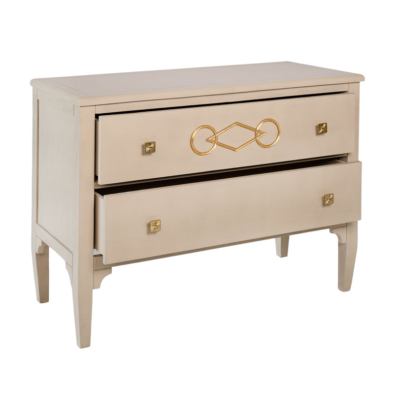 Commode décorative 2 tiroirs Zion, Gris antique
