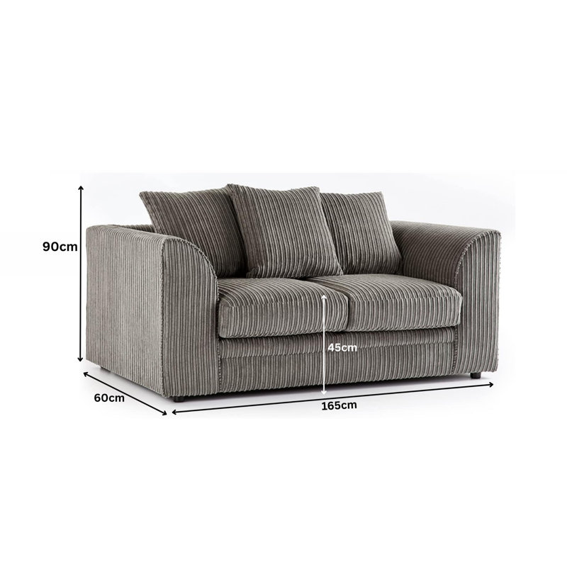 2 Seater Corduroy Sofa, Grey