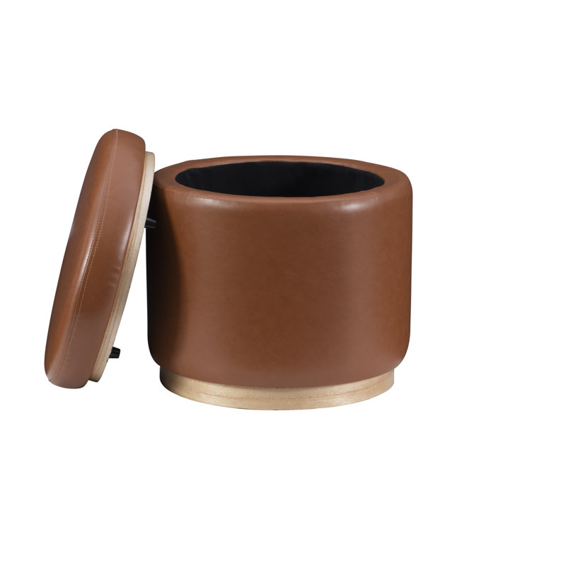 Addilynne Faux Leather Ottoman, Caramel