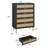 44" Rattan 5 Drawer Dresser, Modern Boho Wide Double Chest with Gold Legs & Handles and Large Tabletop-360009637
