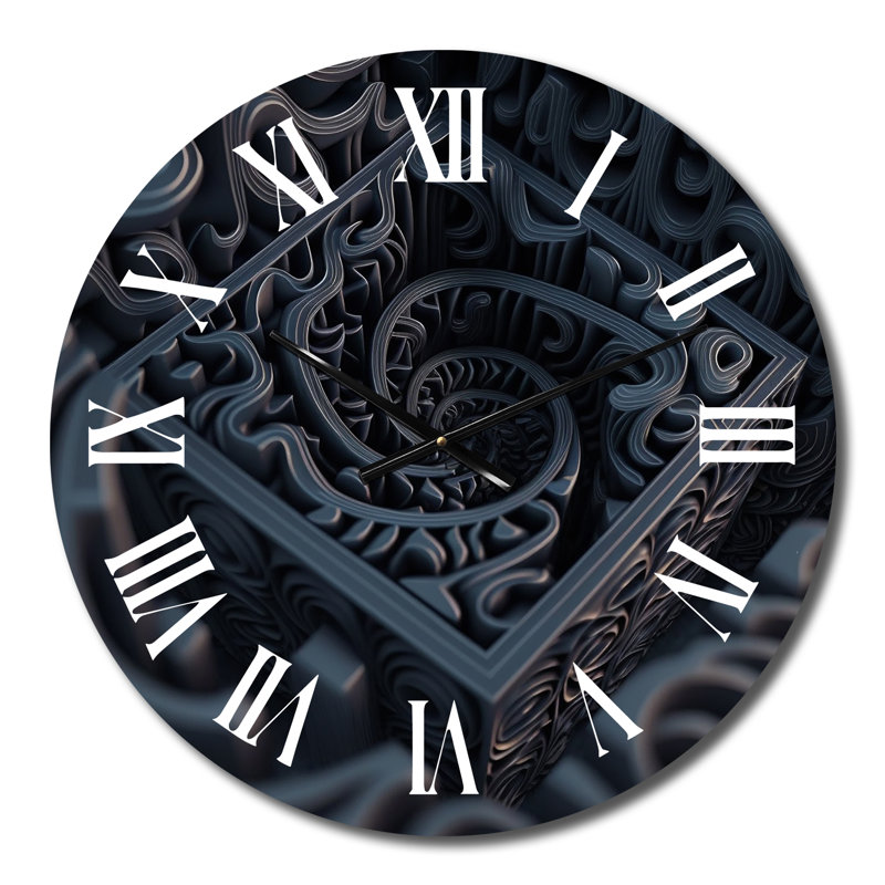 À travers le trou du lapin - Labyrinthe bleu - Horloge murale moderne géométrique, Moyenne
