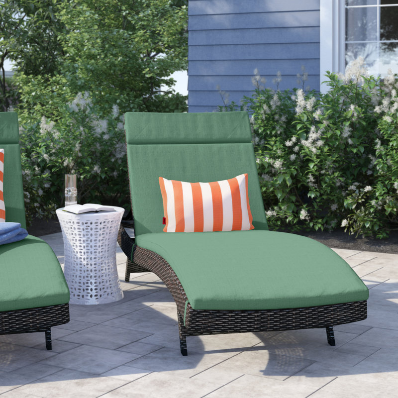 Outdoor Chaise Lounge Set , Cushion Included, Brown, Lime Green, 1