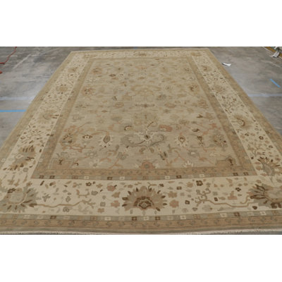 Rug & Kilim's Oushak Style Rug with Beige-Brown Floral Patterns