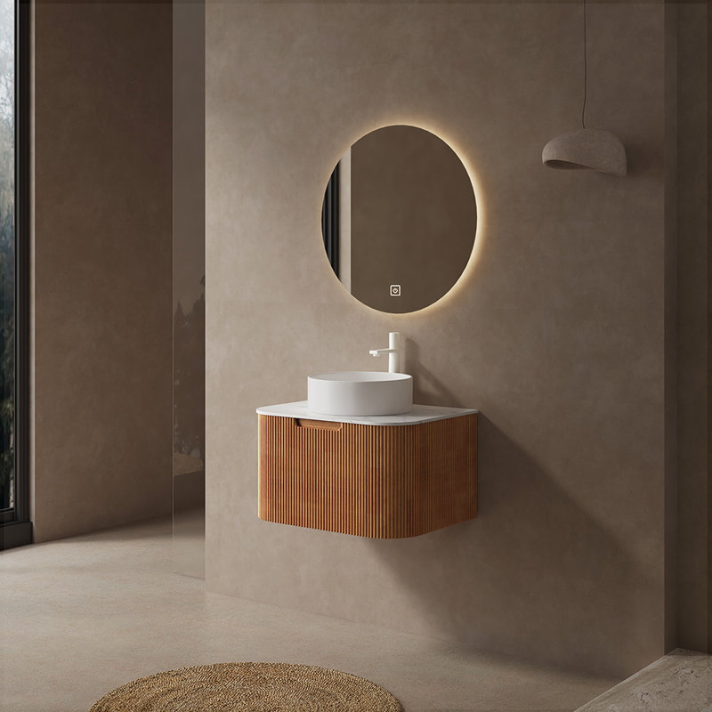 Meuble-lavabo mural 24 po avec lavabo, Bois naturel