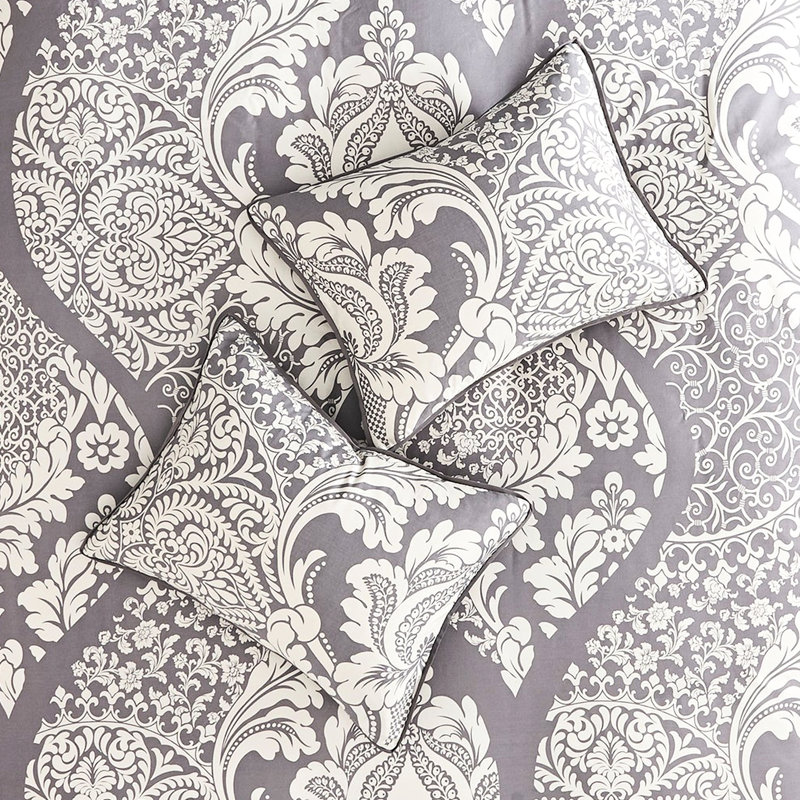 6 pièces imprimées avec des couleurs contrastées et des coussins brodés pour chambre double / grand
