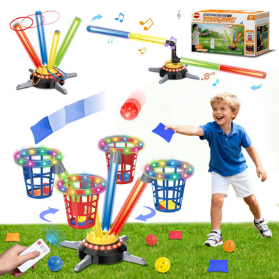 3 in 1 Bean Bag & Ring Toss Game, Musical Jumping Toy for Kids Aged 3+