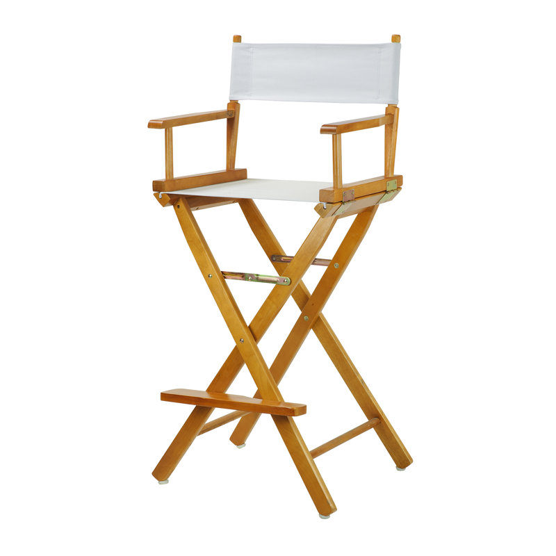 Chaise de réalisateur pliante de 30 po avec toile, Chêne miel, Blanc