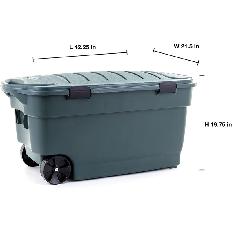 Rubbermaid Ecosense Wheeled Storage Totes, 40 Gal, 2 Pack, Recycled Materials