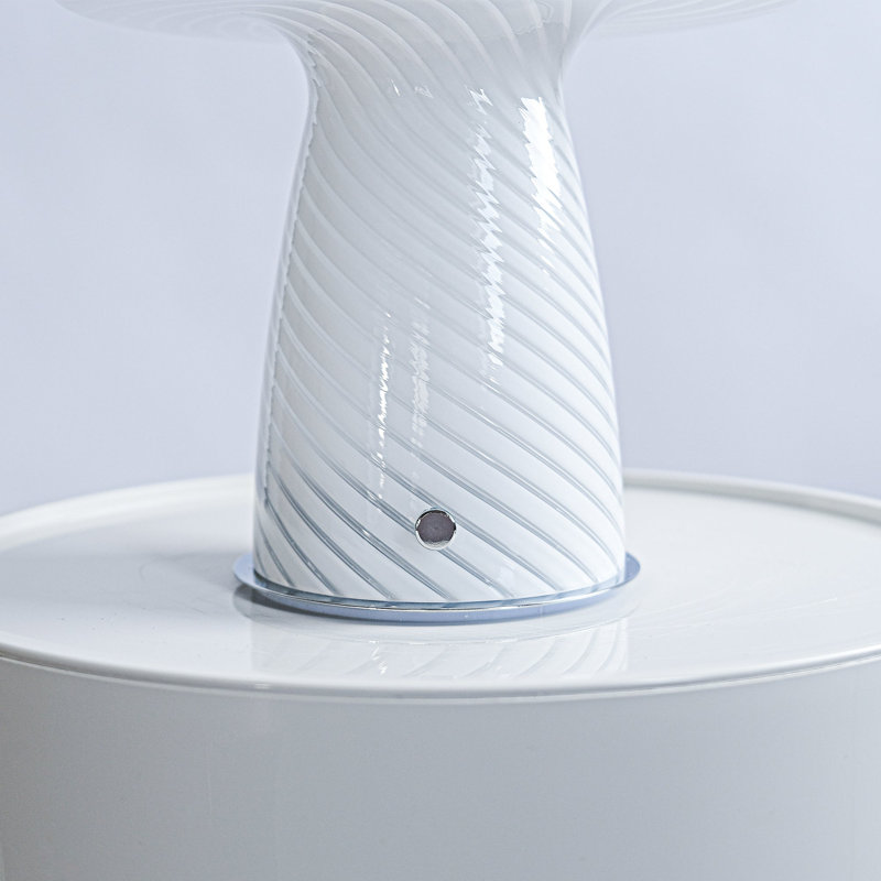 Glass Mushroom Table Lamp, Large Close Top, White