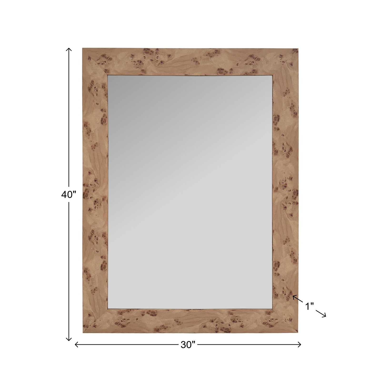 Burled Vanity Mirror, 40" x 30"