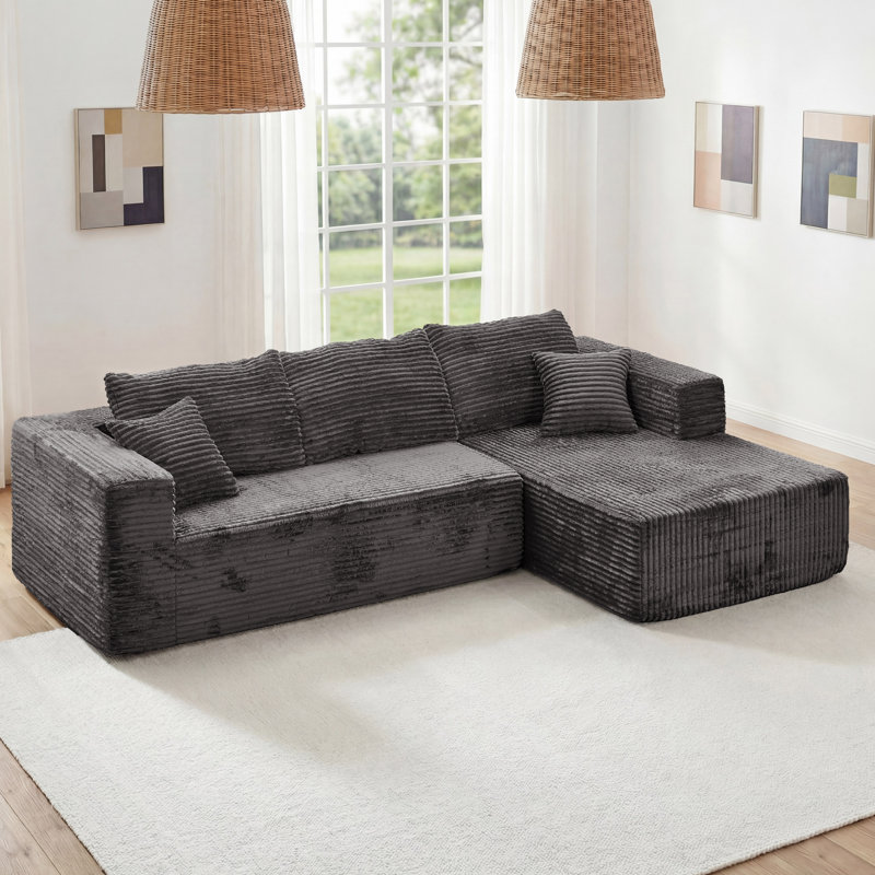 Canapé modulaire à compression de 108,66 po Kapellen, Orienté à droite, Gris